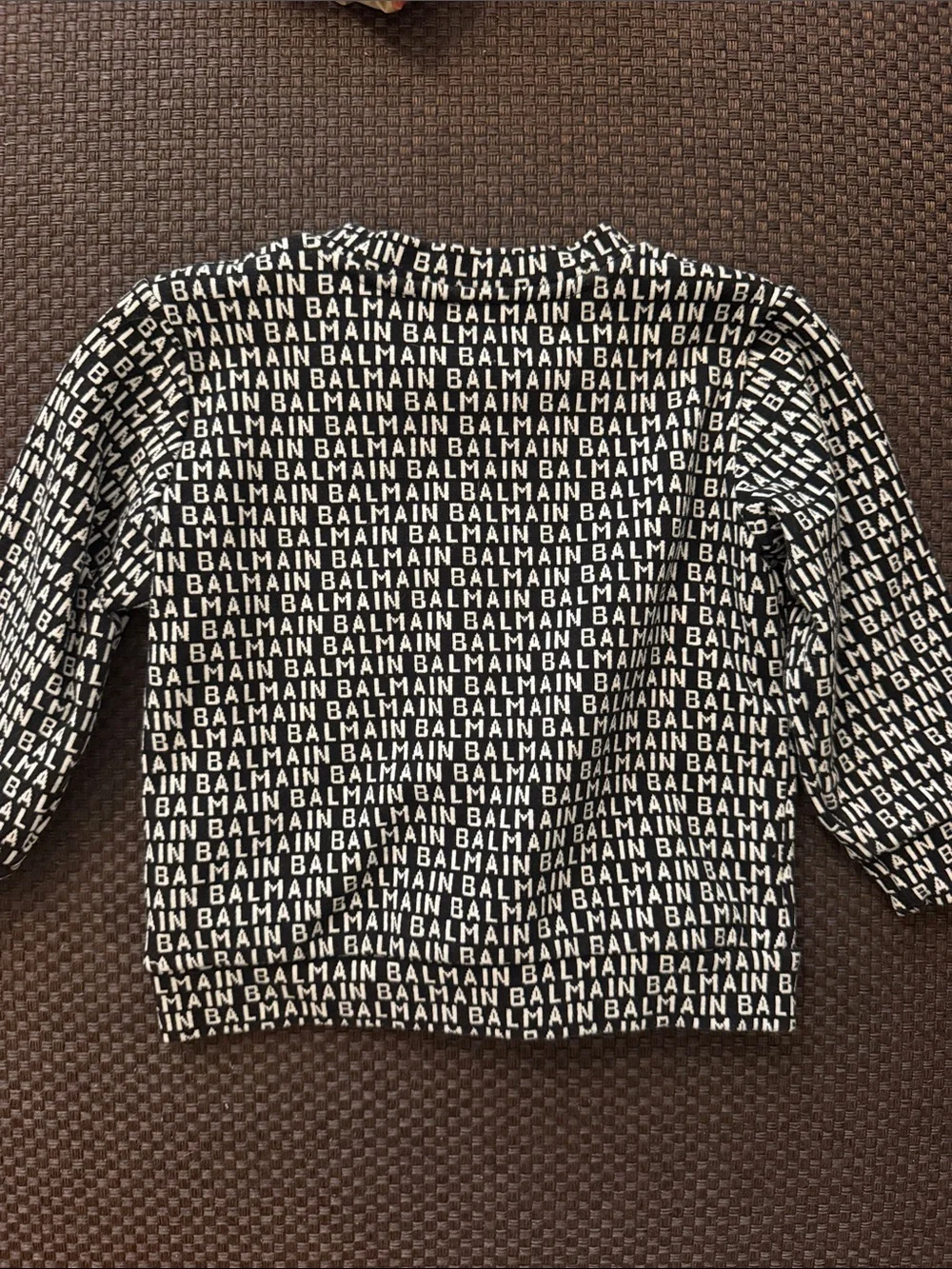 Balmain Kids Black & White Monogram Crewneck Sweater 18M